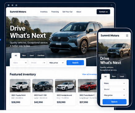 Summit Motors dealership website on desktop and mobile