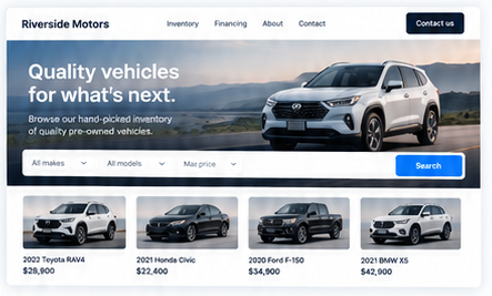 Public dealership website showcasing inventory search